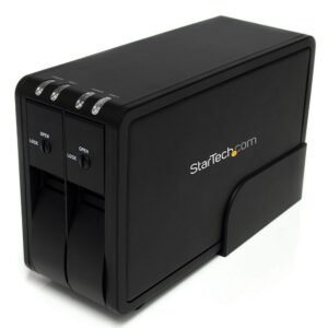 Dual 3.5in USB 3.0 Hot Swap Trayless SATA Hard Drive Enclosure w/ Fan
