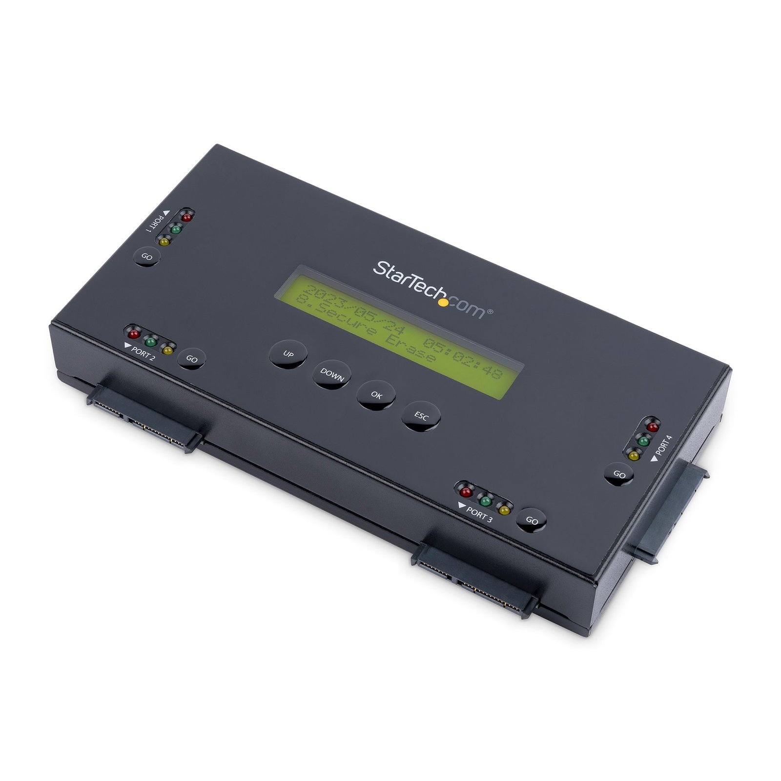 4 Bay SSD/HDD Hard Drive Eraser - 2.5" & 3.5" SATA - Hostless Standalone Secure Erase External Disk Sanitizer - 9 Erase Modes - RS232