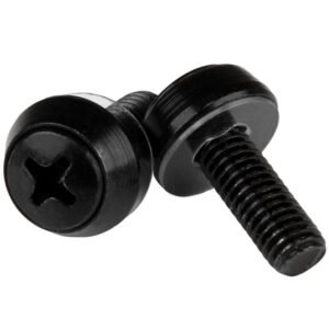 50-pack M6 12mm Screws, Mounting Screws for 19" or 10" Server Racks, Cabinets and Enclosures, Black - TAA