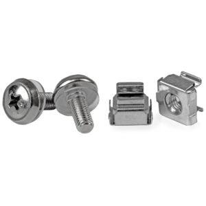 50-Pack M5 12mm Screws, Square Hole Cage Nuts and Installation Tool, Hardware Mounting Kit for 19" or 10" Server Racks, Cabinets and
