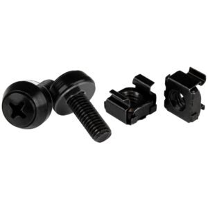 100-Pack M6 12mm Screws, Square Hole Cage Nuts and Installation Tool, Hardware Mounting Kit for 19" or 10" Server Racks, Cabinets and