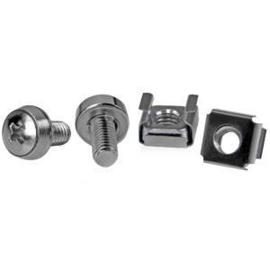 50-Pack M6 12mm Screws, Square Hole Cage Nuts and Installation Tool, Hardware Mounting Kit for 19" or 10" Server Racks, Cabinets and