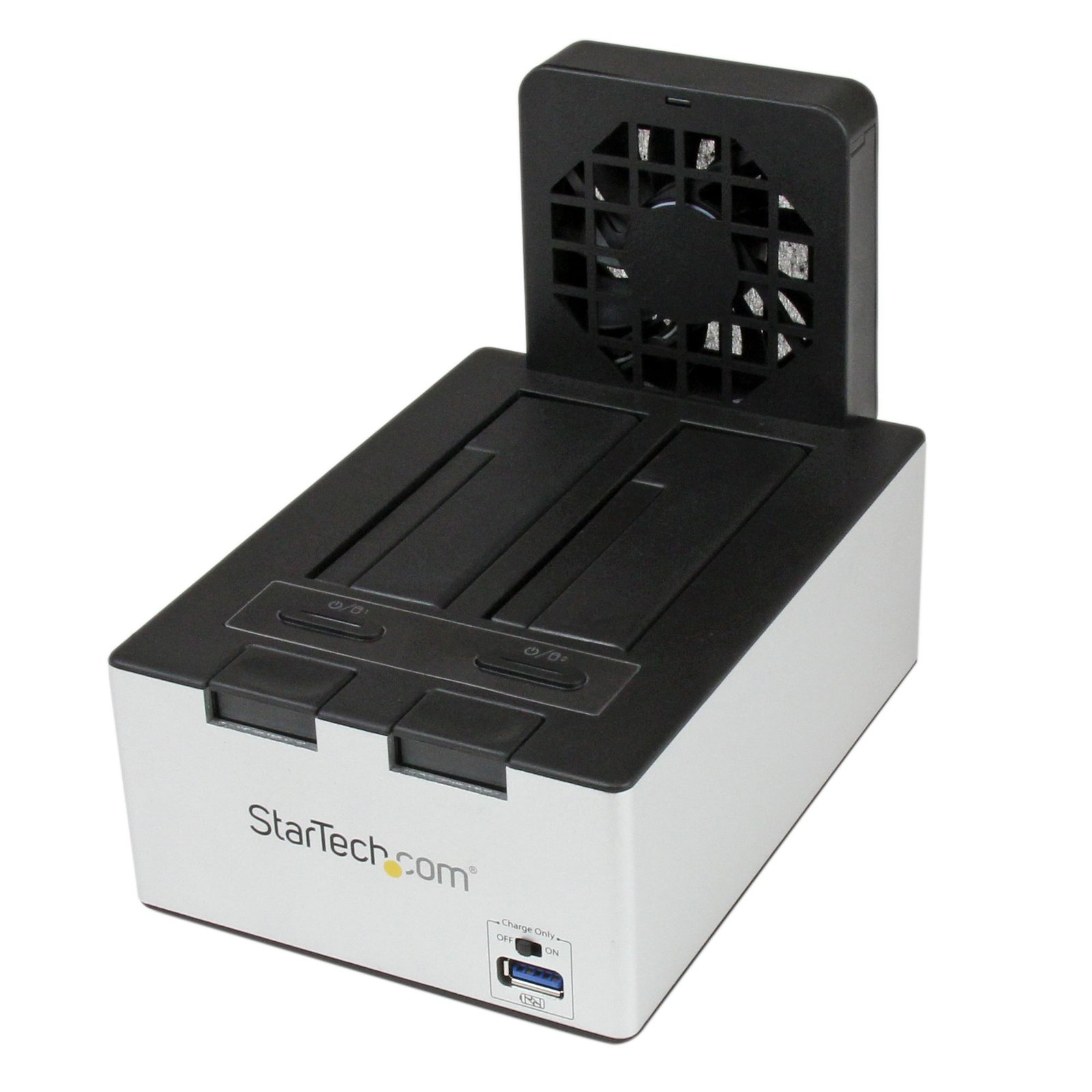 USB 3.0 Dual SATA Hard Drive Docking Station with integrated Fast Charge USB Hub UASP support and Fan - Black