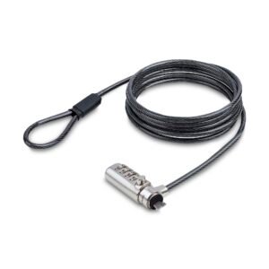 Slim Lock K-Slot Compatible, 5ft (1.5m) Locking Cable, Anti-Theft Security For Laptop/Notebook, Cut-Resistant Steel Cable, Combination