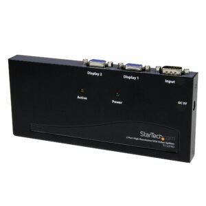 2 Port High Resolution VGA Video Splitter with Built-in Amplifier, 350 MHz, VGA Splitter 1 x 2, 2048x1536 80Hz - TAA Compliant