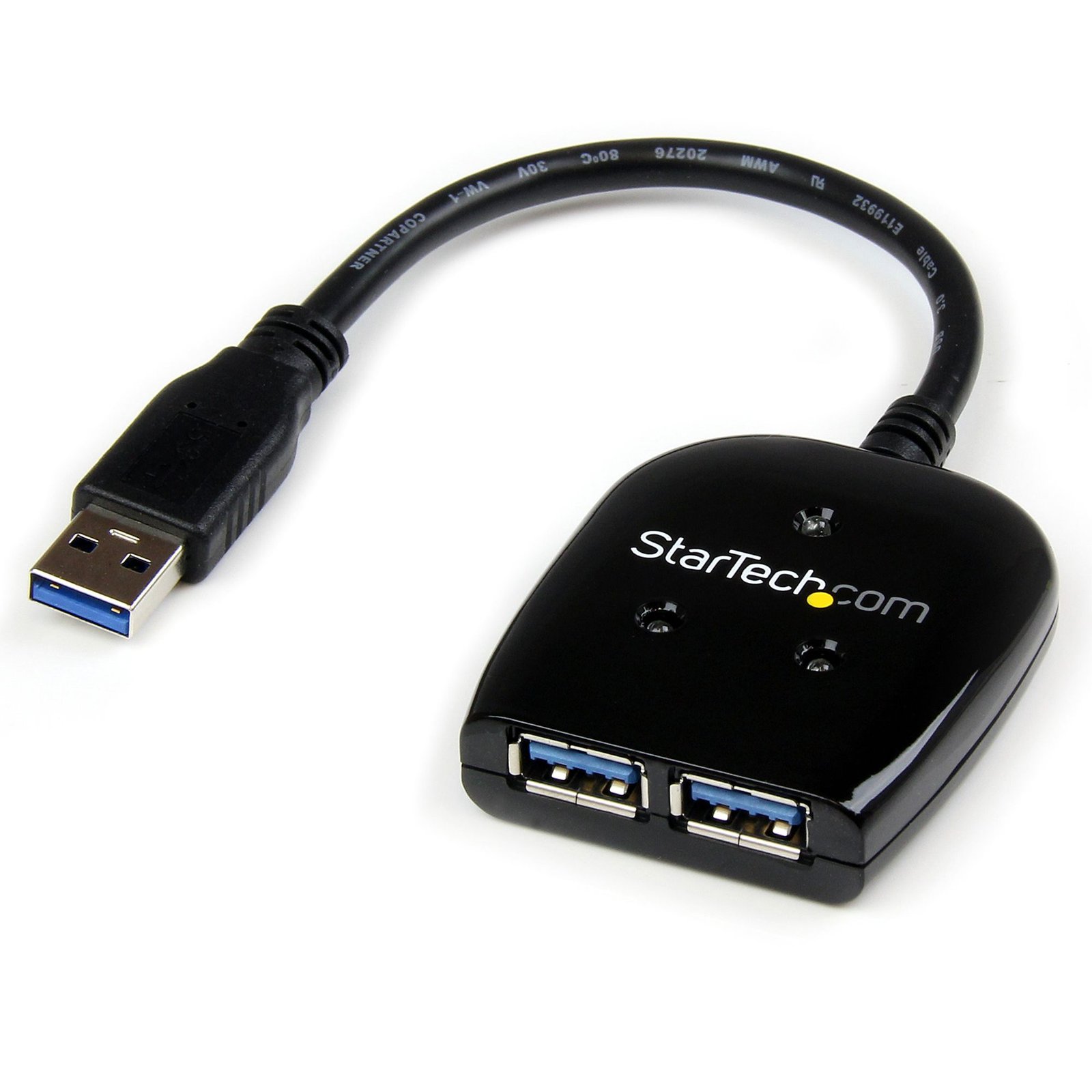 2 Port USB 3.0 Hub - SuperSpeed Compact Black
