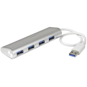4-Port USB Hub, USB A to 4x USB-A Ports, USB 5Gbps, Rugged Design, Bus-Powered, Portable Laptop USB 3.0 Hub