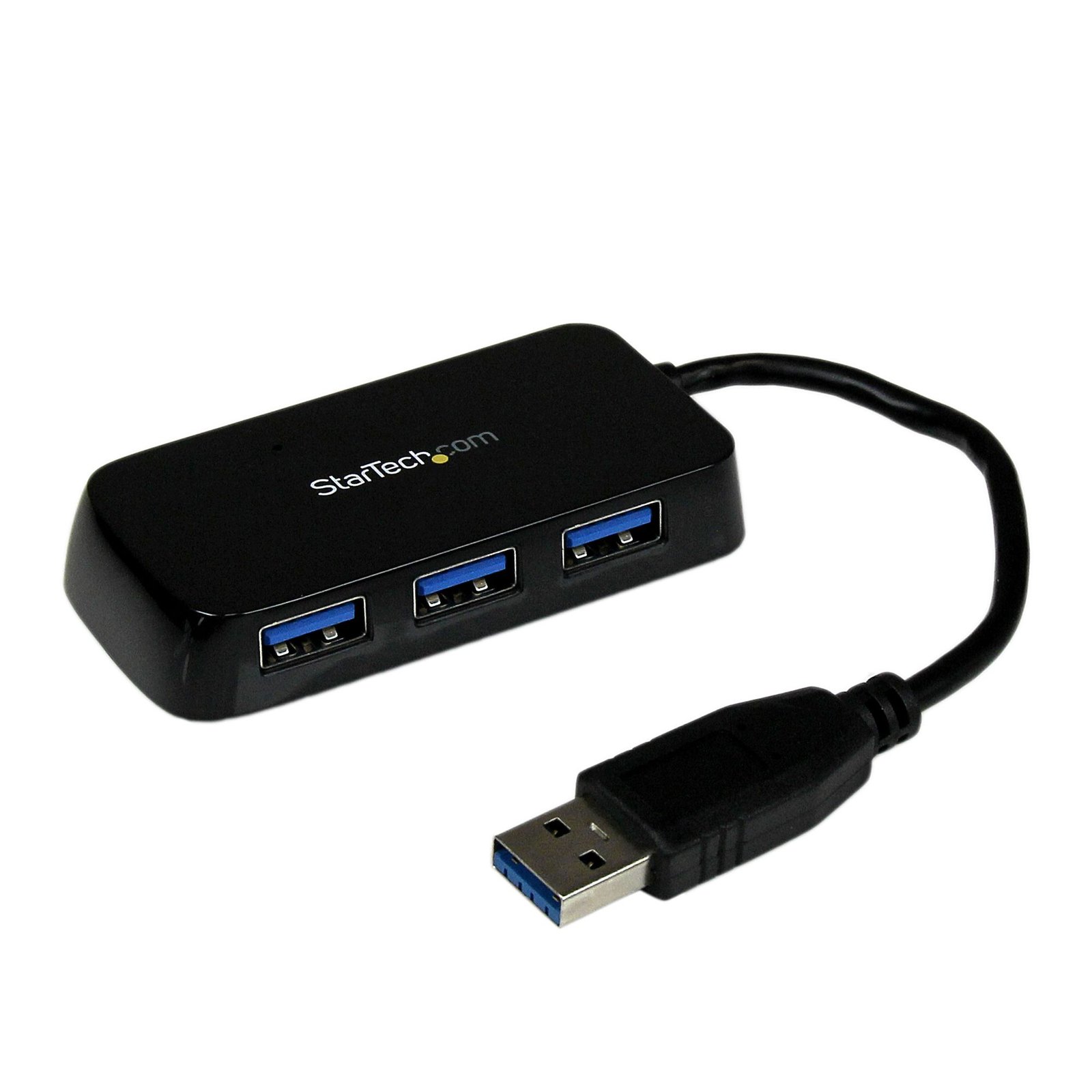 Portable 4 Port SuperSpeed Mini USB 3.0 Hub - 5Gbps - Black - TAA