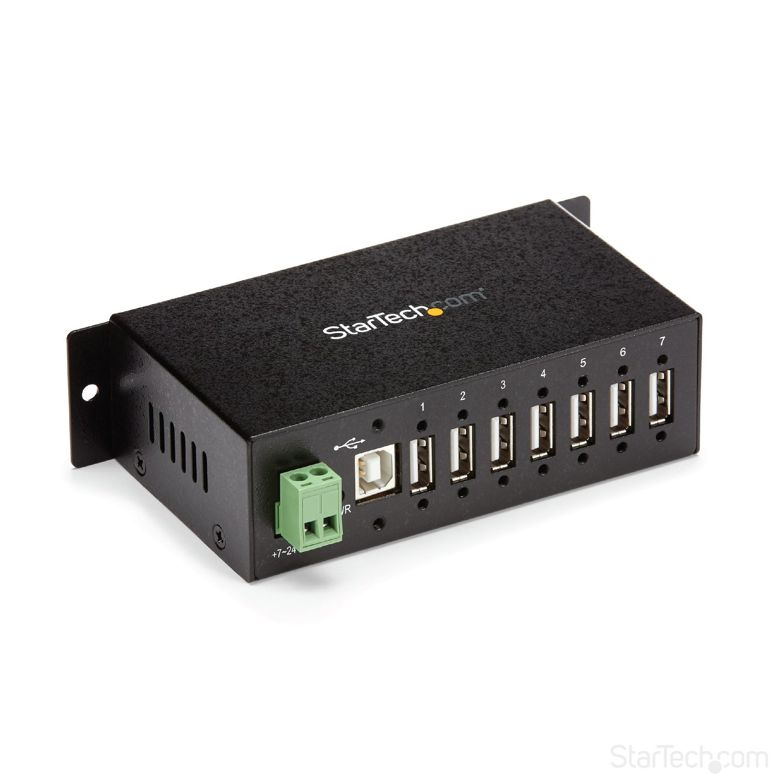 7-Port USB 2.0 Hub - Metal Industrial USB-A Hub with ESD Protection & 350W Surge Protection - Din Rail, Wall or Desk Mountable - TAA