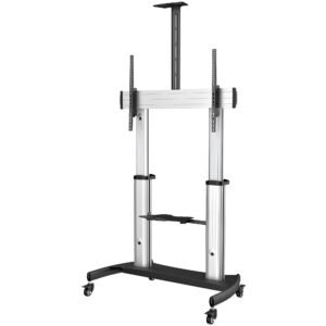 Mobile TV Stand - Heavy Duty TV Cart for 60-100" Display (100kg/220lb) - Height Adjustable Rolling Flat Screen Floor Standing on Wheels