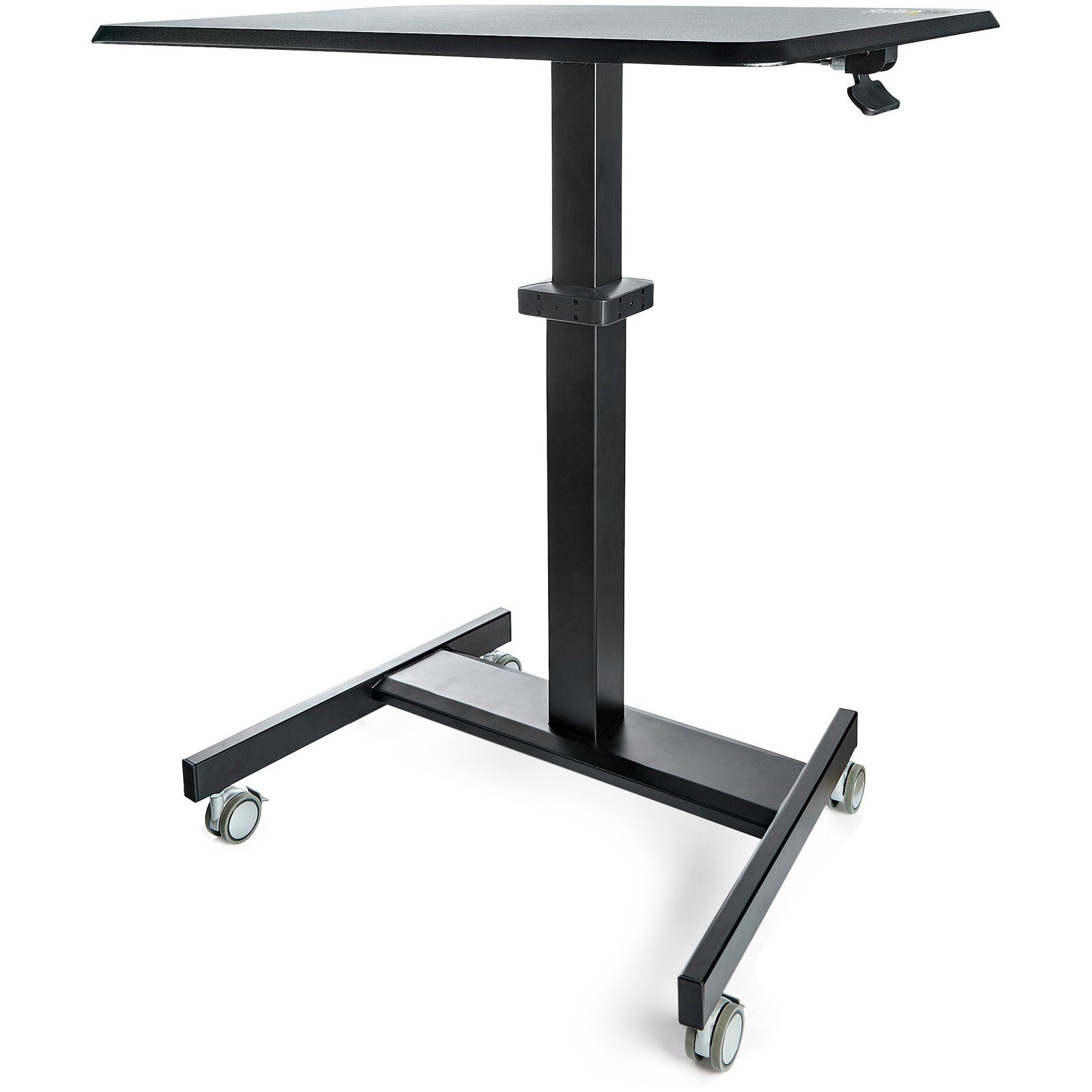 Mobile Standing Desk - Portable Sit Stand Ergonomic Height Adjustable Cart on Wheels - Rolling Computer/Laptop Workstation Table with