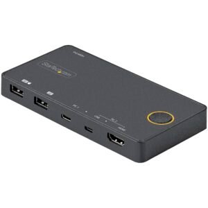 2 Port Hybrid USB-A + HDMI & USB-C KVM Switch - Single 4K 60Hz HDMI 2.0 Monitor - Compact Desktop and/or Laptop HDMI KVM Switch - USB Bus