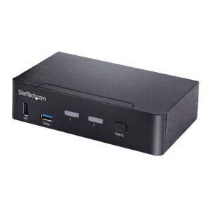 2-Port USB-C KVM Switch, Single 4K 60Hz DisplayPort Monitor, 3.5mm Audio, 6x USB Hub Ports, Hot Key Switching, Thunderbolt 3/4 Compatible