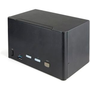 2 Port Quad Monitor DisplayPort KVM Switch - 4K 60Hz UHD HDR - Desktop 4K DP 1.2 KVM with 2 Port USB 3.0 Hub (5Gbps) & 4x USB 2.0 HID