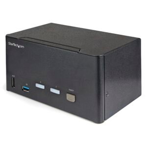 2 Port Triple Monitor DisplayPort KVM Switch - 4K 60Hz UHD HDR - Desktop DP 1.2 KVM with 2 Port USB 3.0 Hub (5Gbps) & 4x USB 2.0 HID Ports