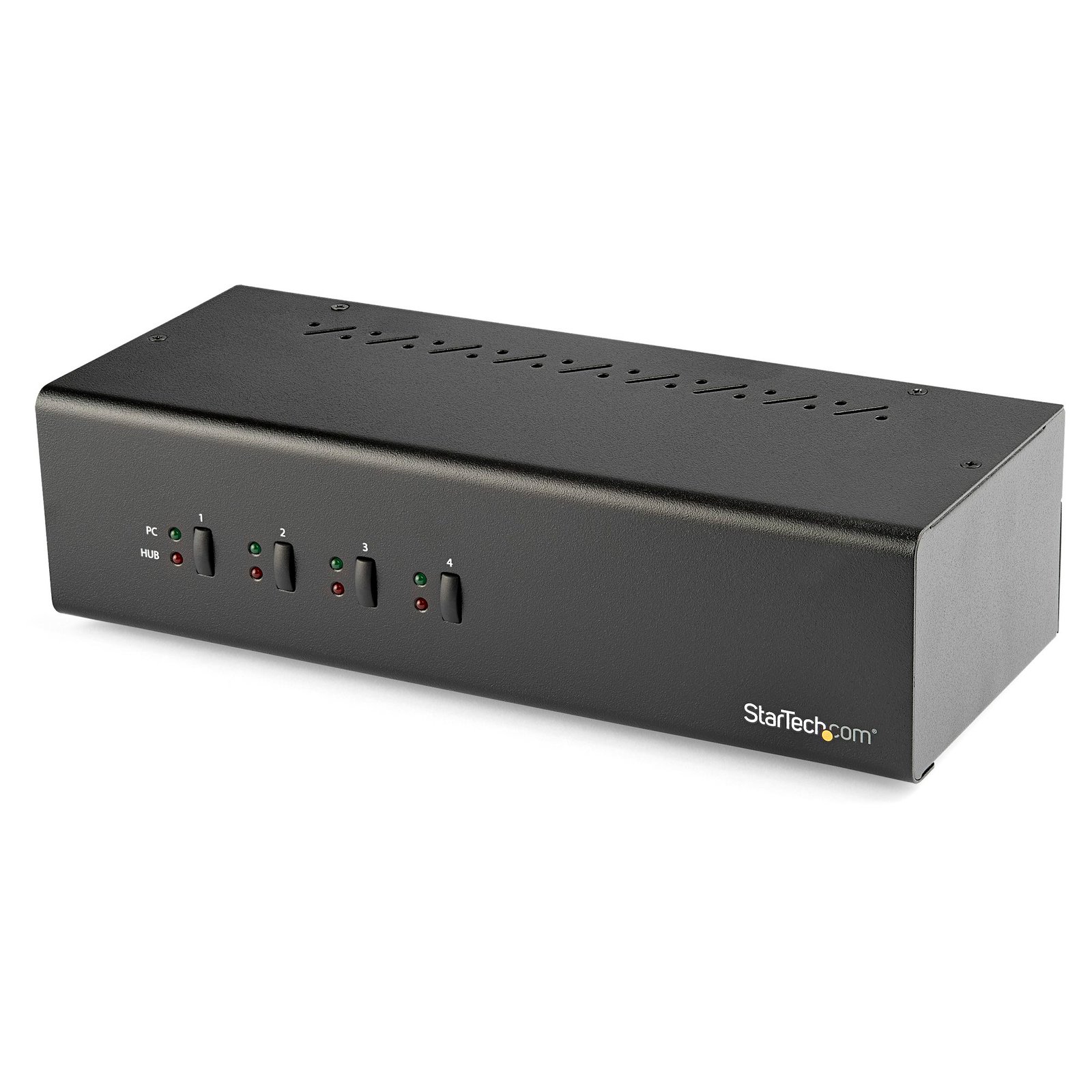 4 Port Dual Monitor DVI KVM Switch - Dual Screen Display Compact USB KVM Switch with Integrated USB 3.0 Hub & Audio - Dual View KVM - Dell