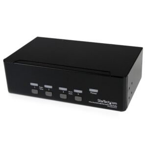 4 Port Dual DVI USB KVM Switch with Audio & USB 2.0 Hub - TAA