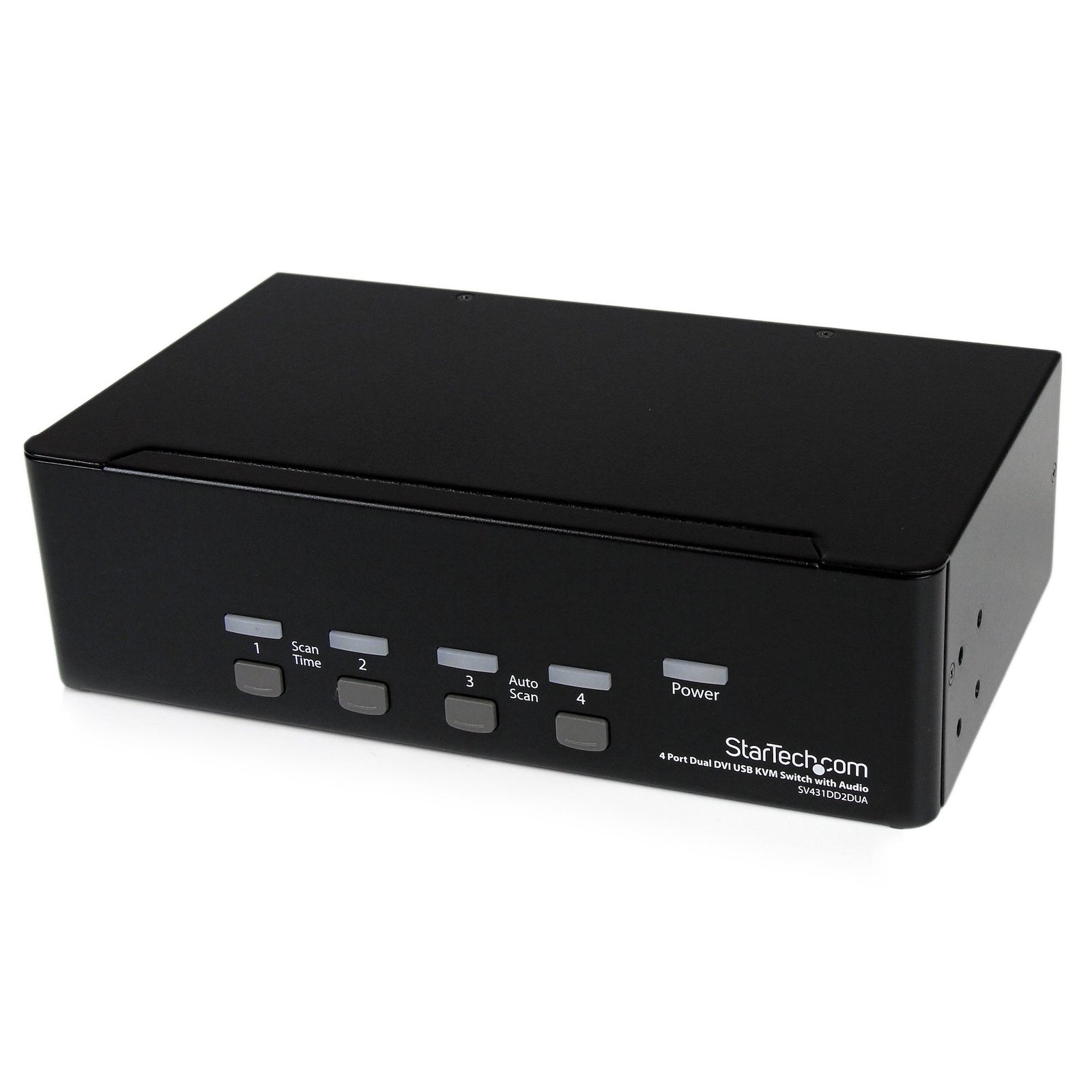 4 Port Dual DVI USB KVM Switch with Audio & USB 2.0 Hub - TAA