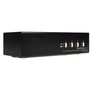 4 Port DVI VGA Dual Monitor KVM Switch USB with Audio & USB 2.0 Hub
