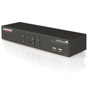 4 Port USB KVM Switch with Ethernet Switch and Audio & USB Hub