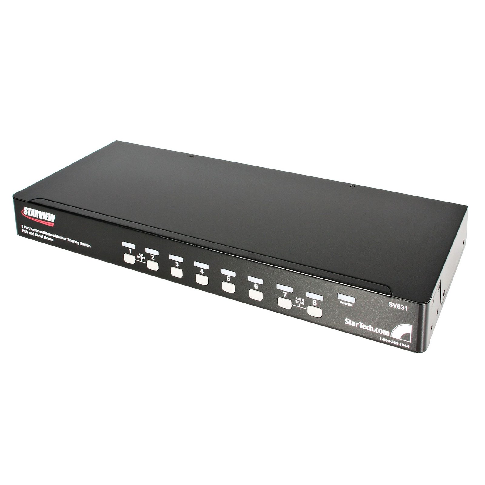 8 Port 1U Black Rackmount PS/2 KVM Switch