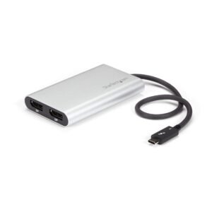 Thunderbolt to Dual DisplayPort Adapter, Dual 4K 60Hz Thunderbolt to DP Converter, 2x DisplayPort Monitor Video Display Adapter
