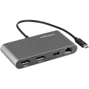 Dual-Monitor Thunderbolt Mini Dock, 4K 60Hz DisplayPort, Driverless Hub for Windows & Mac, Gigabit Ethernet, 1x USB-A (USB 5Gbps), 11in