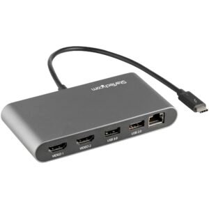 Dual-Monitor Thunderbolt Mini Dock, 4K 60Hz HDMI, Driverless Hub for Windows & Mac, Gigabit Ethernet, 1 x USB 5Gbps & 1x USB 2.0, 11in