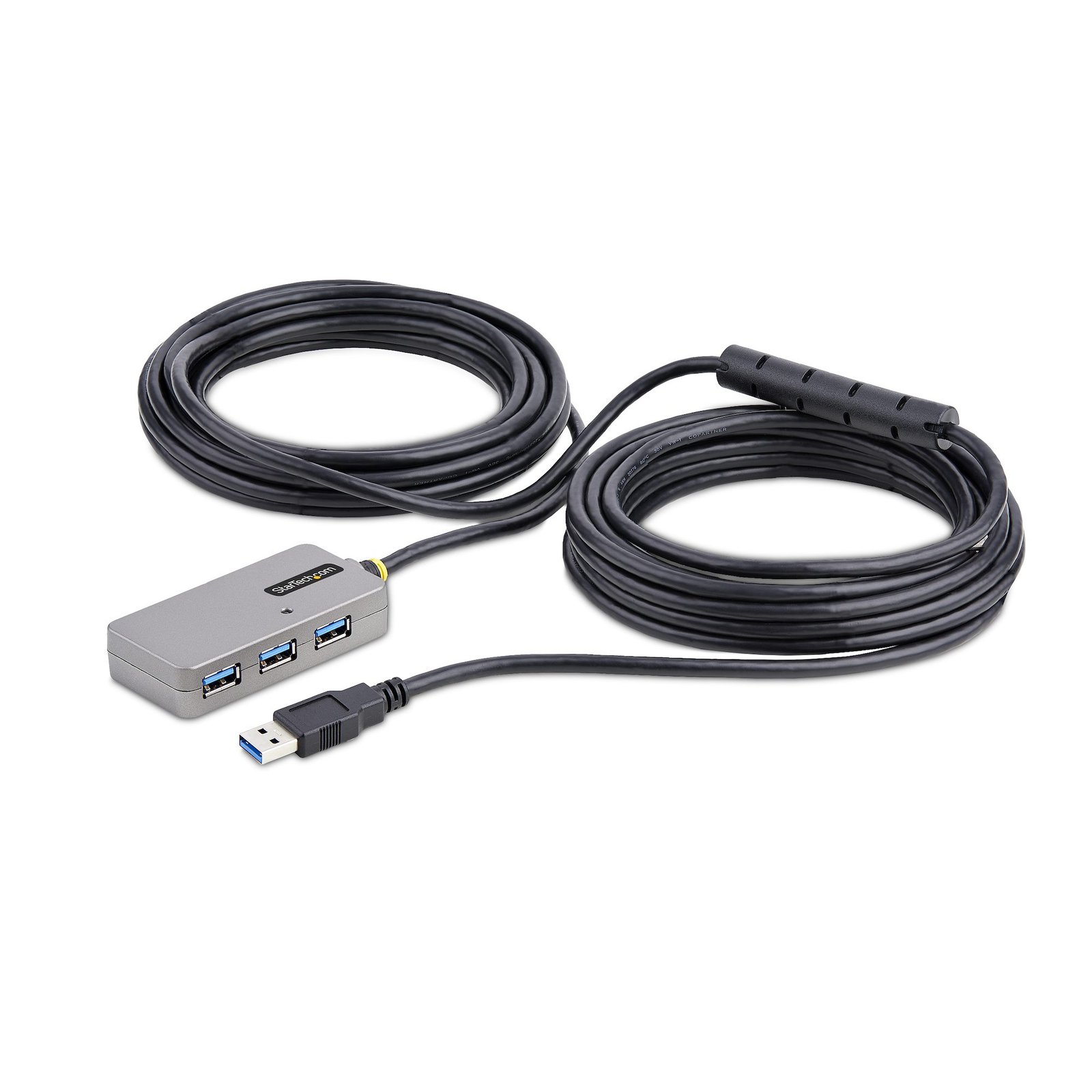 USB Extender Hub, 10m USB 3.0 Extension Cable with 4-Port USB-A Hub, Active/Bus Powered USB Repeater Cable, Optional 20W Power Supply