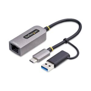 2.5GbE USB-C to Ethernet Adapter with USB-A Converter, NBASE-T NIC, USB 3.0 Type-C 2.5/1G Multi Speed Network, Thunderbolt Compatible