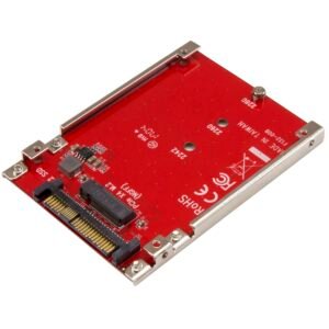 M.2 to U.2 Adapter - For M.2 PCIe NVMe SSDs - PCIe M.2 Drive to 2.5" U.2 (SFF-8639) Host Adapter - M2 SSD Converter, Red - TAA