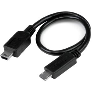 USB OTG Cable - Micro USB to Mini USB - M/M - 8 in.
