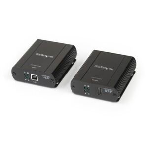 USB 2.0 Extender over Cat5/Cat5e/Cat6 Ethernet Cable (RJ45) - 330ft/100m Industrial USB Extender Adapter Kit w/ ESD Protection & Metal Case