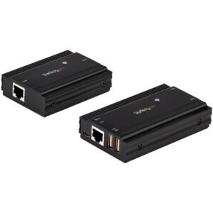 4-Port USB 2.0 Extender Hub over Single CAT5e/CAT6 Ethernet Cable (RJ45) - 330ft (100m) - USB Extender Hub Adapter Kit - Metal Housing