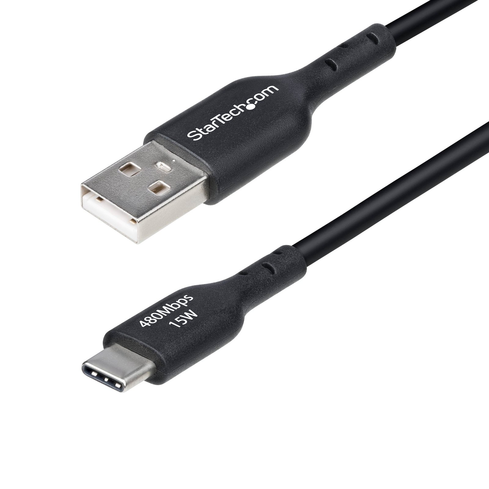 3ft (91cm) USB-A to USB-C Charging Cable, Charge & Sync, 3A, USB 2.0, TPE Jacket - Black USB Charging Cord