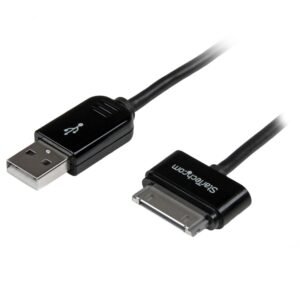 1m (3 ft) Black Apple 30-pin Dock Connector to USB Cable for iPhone / iPod / iPad with Stepped Connector