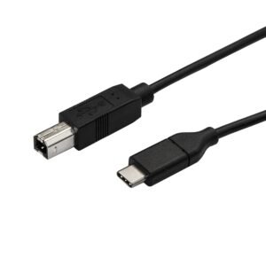 10ft (3m) USB-B to USB-C Cable, Data Cord, USB 2.0, USB-C Data Transfer Cable