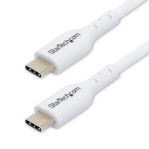 10ft (3m) White USB-C Charging Cable, USB C Cable, USB 2.0 Type-C Laptop Charger Cord, 60W 3A Power Delivery, TPE Jacket, USB-C Data