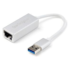 USB 3.0 to Gigabit Network Adapter, Silver, Sleek Aluminum Design for MacBook, Chromebook or Tablet, Native Driver Support
