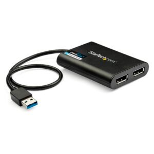 USB 3.0 to Dual DisplayPort Adapter, 4K 60Hz, DisplayLink Certified, USB to Dual DP Display Adapter, Dual DisplayPort Adapter for Mac &