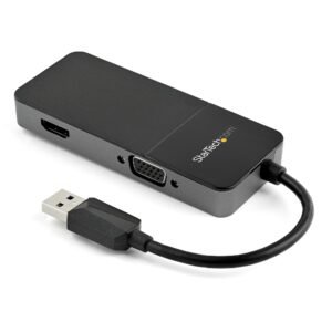 USB 3.0 to HDMI and VGA Adapter - 4K/1080p USB Type-A Dual Monitor Multiport Adapter Converter - External Video Graphics Card for Multiple