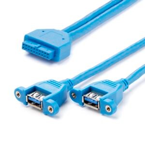 2 Port Panel Mount USB 3.0 (5Gbps) Cable - USB A to Motherboard Header Cable F/F