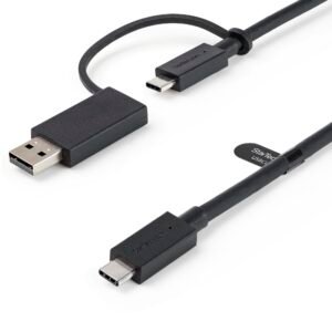 3.3ft (1m) USB-C Cable with USB-A Adapter Dongle, USB 10Gbps/5Gbps, 100W (5A) PD, 8K 60Hz / 4K 144Hz DP Alt Mode - Thunderbolt Compatible