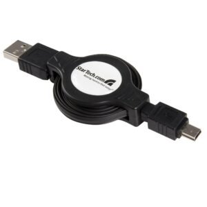 4 ft Retractable USB 2.0 Cable A to Mini B - M/M
