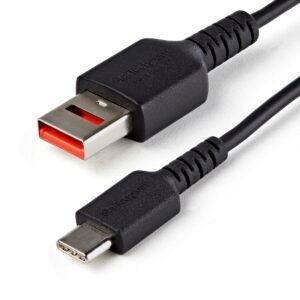3ft (1m) Secure Charging Cable – USB-A to USB-C Data Blocker Charge-Only Cable – No-Data Power-Only Charger Cable for Phone/Tablet – Data