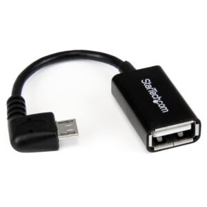 5in Right Angle Micro USB to USB OTG Host Adapter M/F