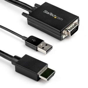 10ft VGA to HDMI Converter Cable with USB Audio Support & Power - Analog to Digital Video Adapter Cable to connect a VGA PC to HDMI Display
