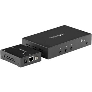 HDMI Extender over CAT6 with 3 Port Video Switch, 4K 30Hz/115ft, HDBaseT HDMI Extender Kit, IR Control, 4K Video over Ethernet w/ Automatic