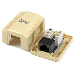 Single Cat 5e RJ45 Wall Jack Ivory with Keystone Jacks
