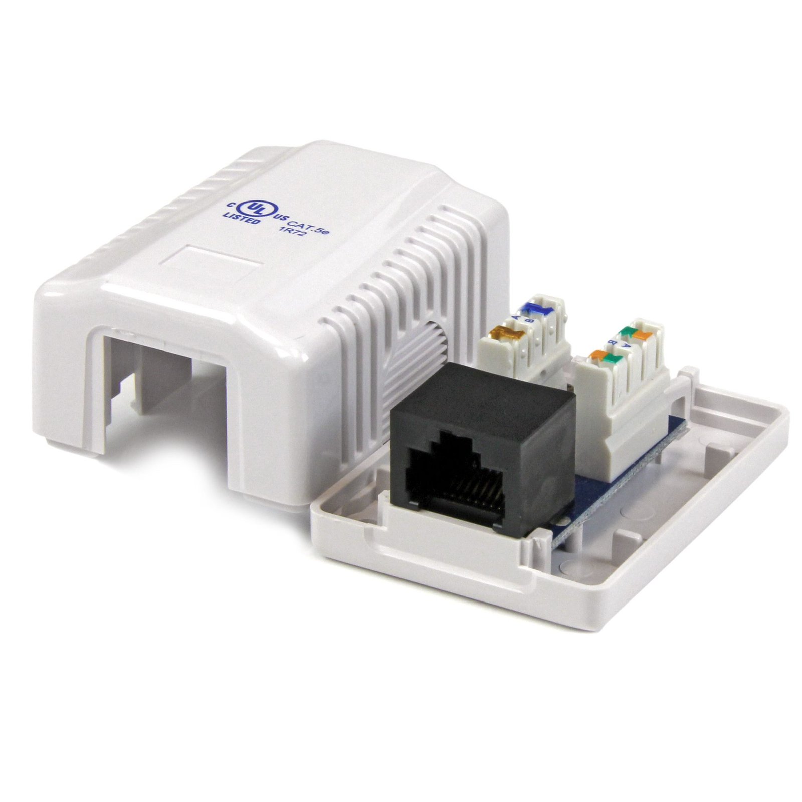Single Cat5e RJ45 Wall Jack White with Keystone Jack